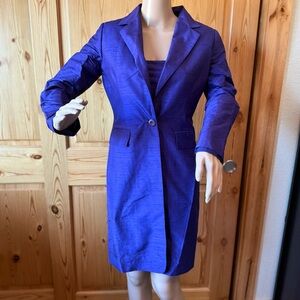 Vintage Moda International 2 Piece Set Strapless Dress Coat Jacket 0 Purple Silk